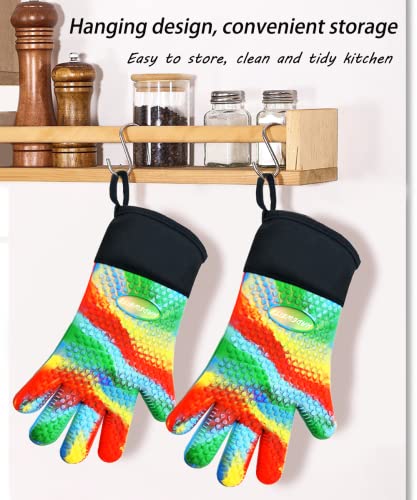 Hadeweite Silicone Oven Mitt Heat Resistant Oven Gloves, Silicone And Cotton Double-Layer Heat Resistant Oven Mitts, Perfect For Baking And Grilling #TOP5