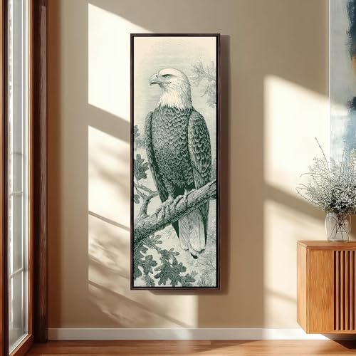 Toile aigle à tête blanche décoration murale vintage animaux sauvages grand tableau vertical