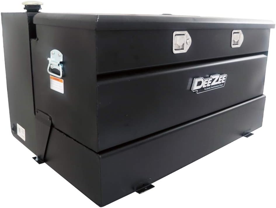 Dee Zee DZ92647SB 92-Gallon Black Steel Combo Transfer Tank & Tool Box - Rustproof Truck Bed Storage
