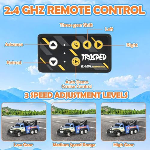 Image of Bestie toys Remote Control Small Car, 1:64 Scale Off-Road RC Car, USB Rechargeable 2.4GHZ Three Speed Indoor Alloy Vehicle for Kids (Tow Truck with Car)
