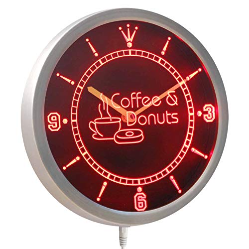 Advpro Nc0300-B Open Coffee & Donuts Cafe Bar Neon Sign Led Wall Clock #TOP1
