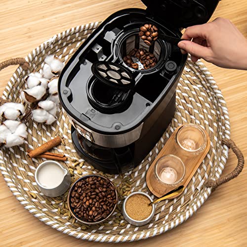 Image of Mixpresso 5-Cup Drip Coffee Maker, Automatic Brew Coffee Pot Machine with Built-In Burr Coffee Grinder, Programmable Smart Coffee Maker with Timer With Glass Carafe Coffee Pot