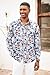 COOFANDY Men's Floral Button Down Shirt Long Sleeve Flower Printed Dress Shirts Tropical Hawaiian Beach Shirts, Blue Floral, 3X-Large