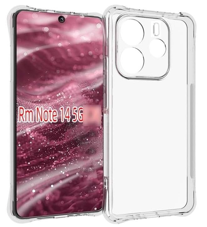 Image of BOXXO Flexible Back Cover for Mi Redmi Note 14 5G | Back Cover Transparent Clear Shockproof Case Four Corner Protection | Slim Protective Mobile Phone Cover for Mi Redmi Note 14 5G