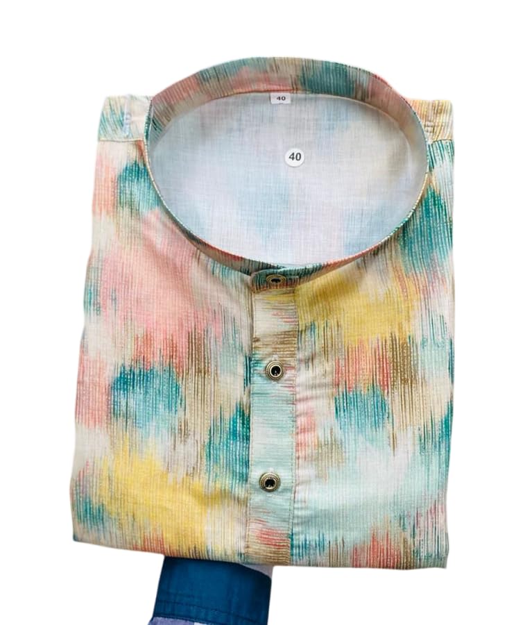 Image of FOXDX Men's Traditional Cotton Floral Printed Only Kurta
