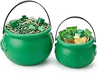 Vista 47 de PMU Caldero de plástico negro para el Día de San Patricio de 8 pulgadas, caldero de plástico negro para el duende del día de San Patricio y Mardi