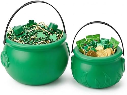 Miniatura 47 de PMU Caldero de plástico negro para el Día de San Patricio de 8 pulgadas, caldero de plástico negro para el duende del día de San Patricio y Mardi