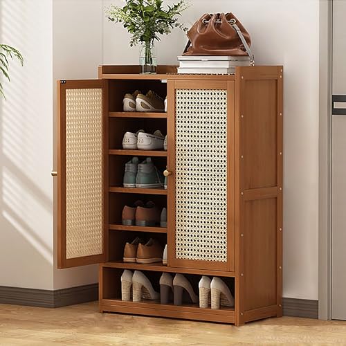 Étagère armoire à chaussures et buffet de rangement en rotin pour entrée