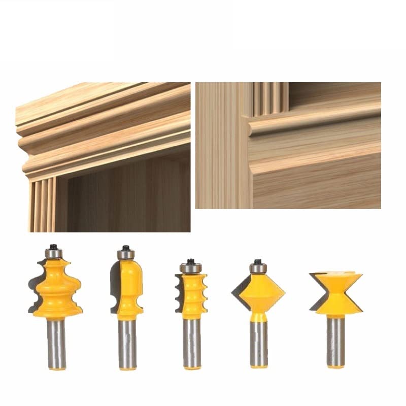 5pcs 1/2 pollici gambo armadio porta superiore punte del router set intaglio del legno coltello lega di carburo più grave punte di fresatura convesse