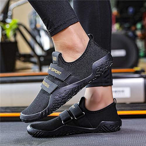 JiuQing Kreuzheben Schuhe Männer Frauen Gewichtheben Squat Schuhe Barfuß Fitness Cross-Trainer Sneaker Für Indoor Gym,Schwarz,43 EU