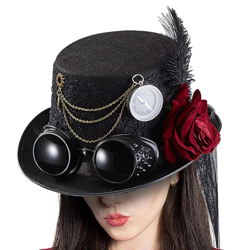 Chapeau Steampunk pour Fête d'Halloween : Haut de Forme et Lunettes Cosplay