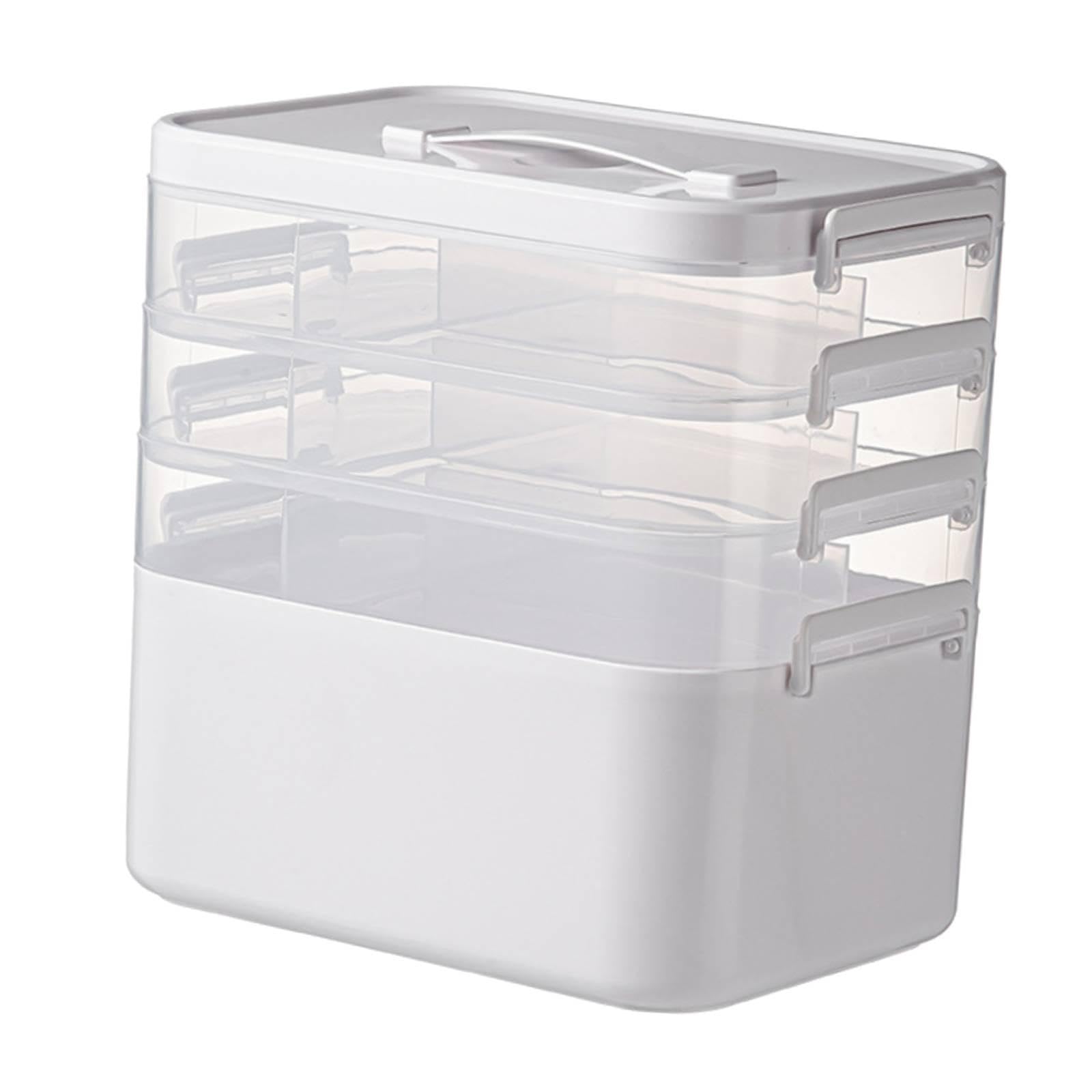 Scatola Porta Medicine Organizer Contenitore Multifunzione con Vassoio Maniglia E Scomparti in PP Adatta per Trasporto Scuola Bagno, 28.1 X 19.5 X 27.5