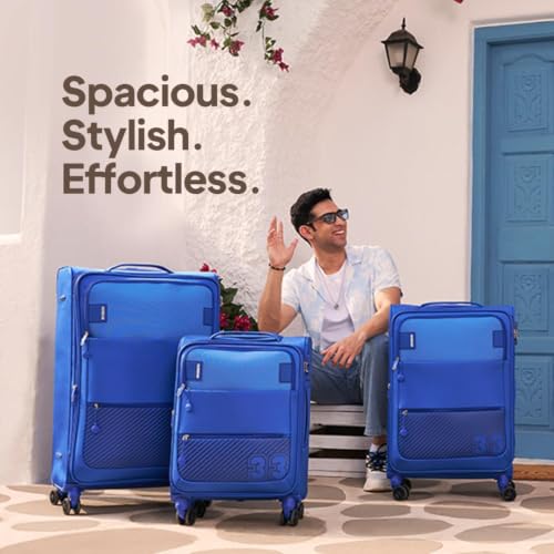 Image of American Tourister AMT MAJORIS Soft Side Luggage, 71 cm | TSA Lock, 8 Smooth Gliding Wheels, Telescopic Trolly Handle, Complete Lining, Includes Tote Bag