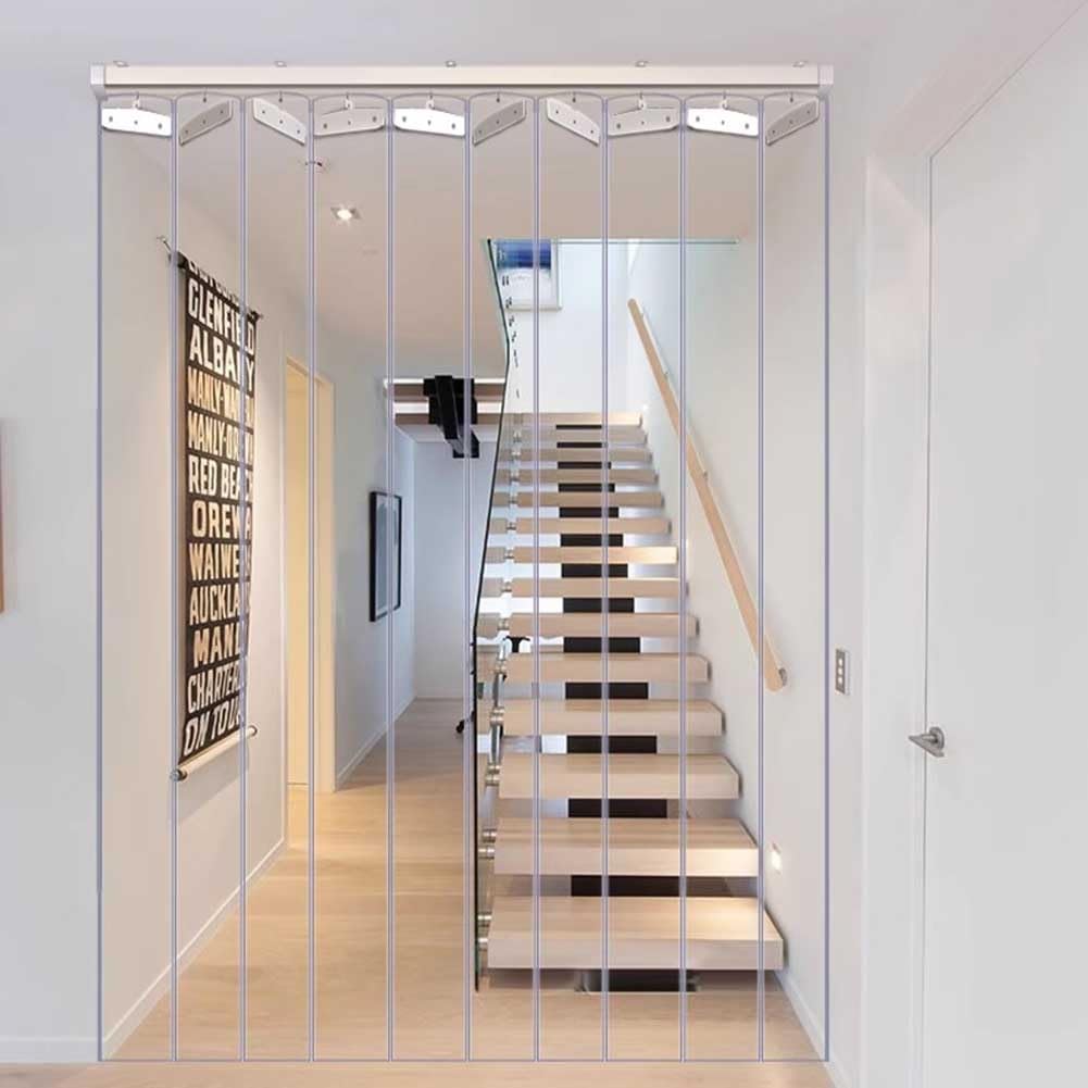 Rideau De Porte Pliant Coulissant en PVC, Rideaux Isolants Transparents Hot Melt Rideau De Porte Intégré Convient pour La Maison, Magasin, Usine Ouverture Et Fermeture Au Milieu (Couleur : Clair, Ta