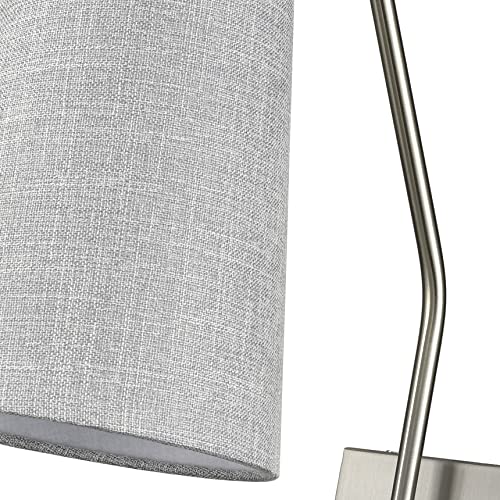 Jeenkae Contemporary Modern Plug-In Wall Sconces Set Of Two Wall Lamps For Bedroom Hallway With Pull Chain Switch Gray Linen Fabric Shade, Brushed Nickel #TOP2
