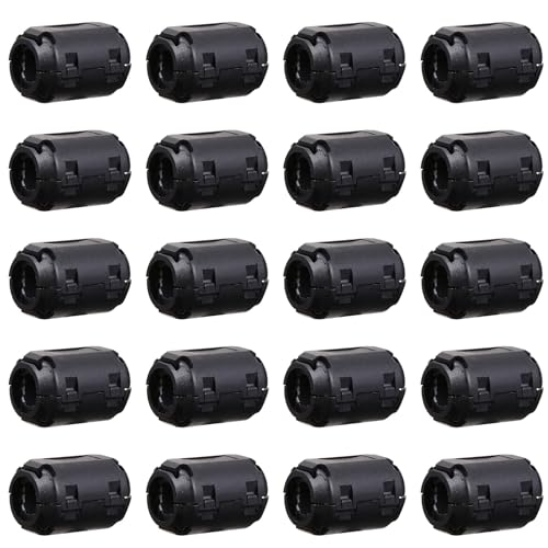 MAJORMENCH 20 Pcs Noise Filter Ferrite Core Cord Rings with Clip-on Fasteners, High Frequency Emi Rfi Suppression for Power and Audio Cables, Assorted Inner Diameters 3.5/5/7/9/13mm, Vehicle