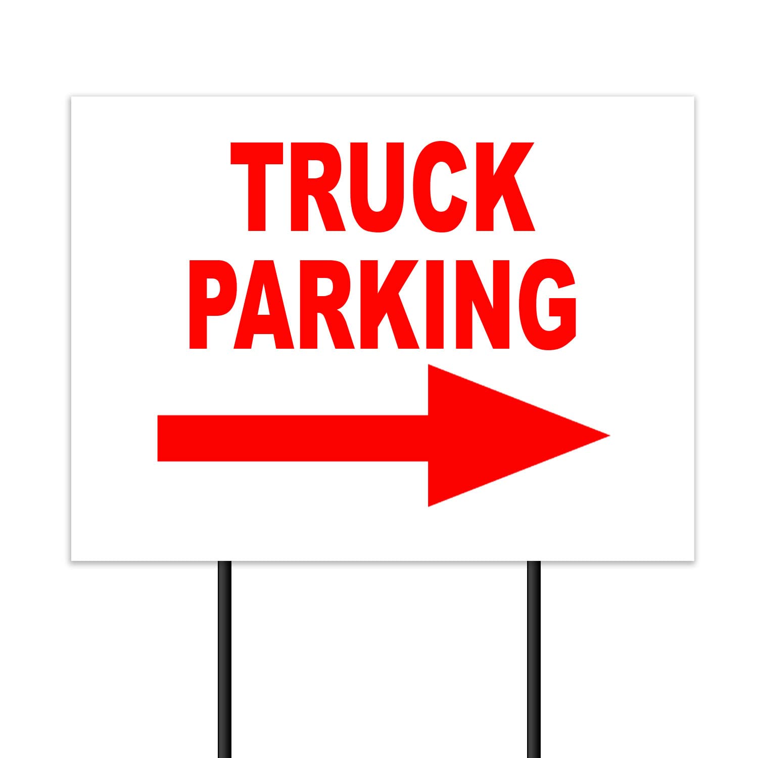 TRUCK PARKING RIGHT ARROW RED YARD SIGN - Right Arrow Sign for Parking, Direction Signs for Business, Red Arrow Outdoor Parking Sign for Trucks,
