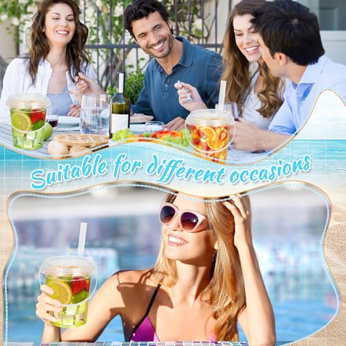 30 Set Clear Buckets for Drinks 34 oz Ice Cream Plastic Cups with Lids & Straws Disposable Cocktail Drink Buckets with Handles for Outdoor Holiday Travel Wedding Birthday Party Supplies by KOYEE - Image 6