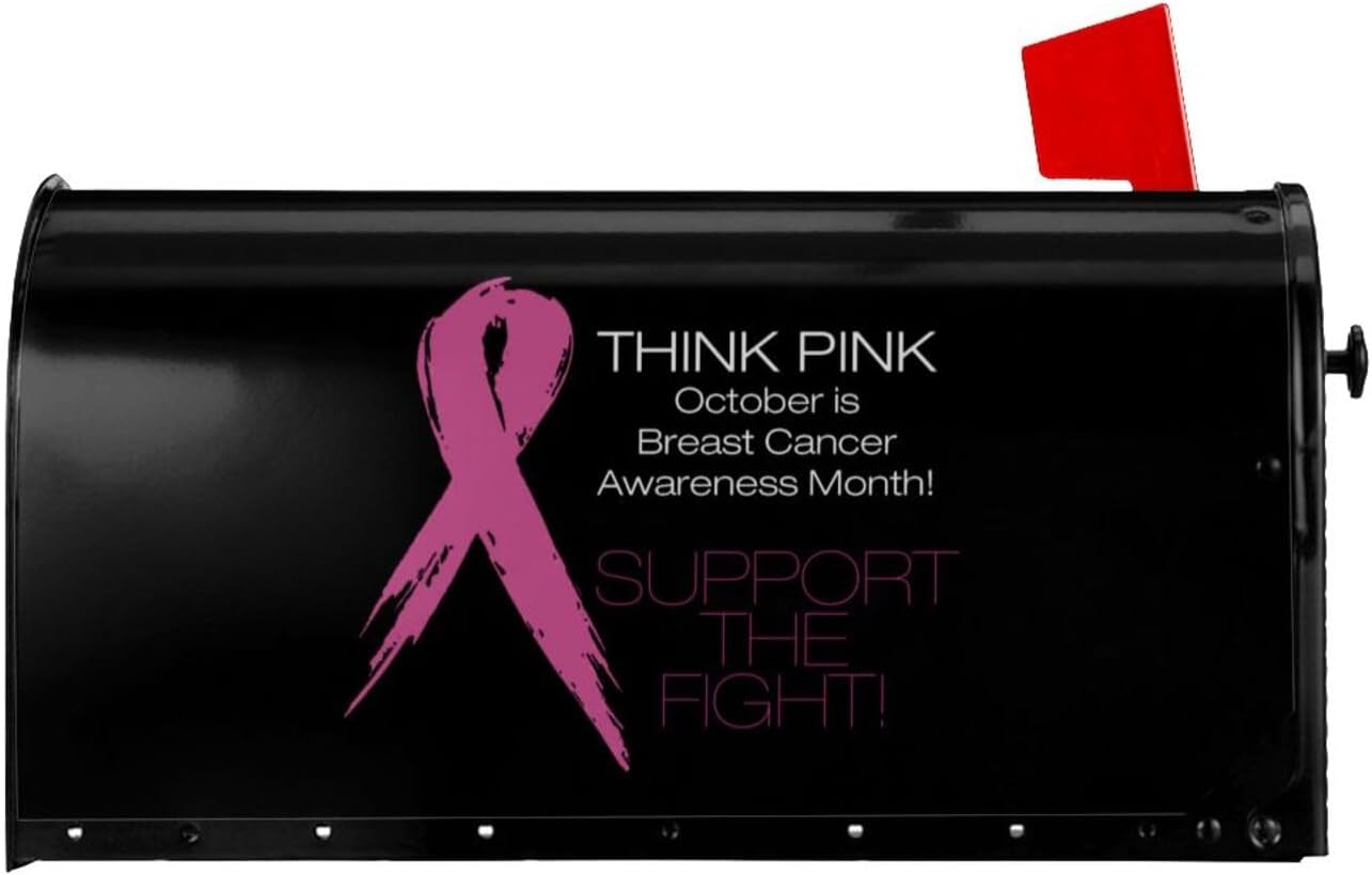 Fight Breast Cancer Awareness Magnetic Waterproof Mailbox Cover Home Decoration Mailbox Cover 21x18 in