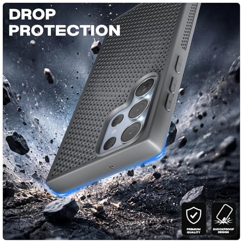 Image of Pikkme Back Cover for Samsung Galaxy S23 Ultra 5G | Honeycomb Cooling Design | Silicone Heat Dissipation | Mag-Safe Compatible | Shockproof Camera Protection Bumper Case (Grey)