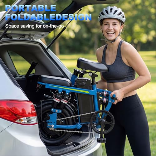 Image of Lightweight Folding Mini Electric Bike for Adults-14 Inch Electric Bicycles Ebike,2000W /1000W, 40 /28MPH,52V 25Ah & 48V 13Ah,50-80 Mile Long-Range, Removable Battery