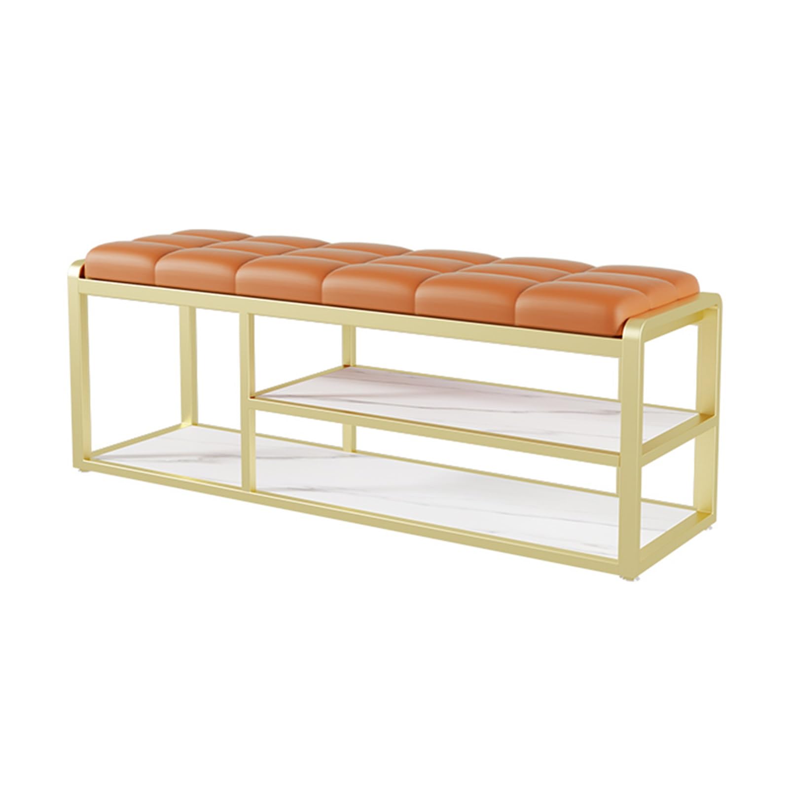 Banc à chaussures robuste style moderne de couleur orange dynamique pour salon et chambre