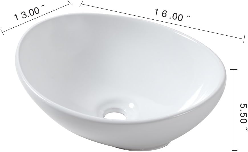 🔥 Oval Vessel Sink - Sarlai 16x13 Bathroom Sink Oval Shape Above Counter White Porcelain Ceramic Bathroom Vessel Vanity Sink Art Basin