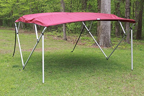 The VORTEX COMPANY Burgundy/Maroon Square Tube Frame 4 Bow Pontoon/Deck Boat Bimini TOP 8' Long, 91-96