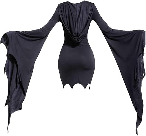 Miniatura 2 de Mingyuezai Disfraz de grito para mujer, disfraz de bruja con manga de murciélago, vestido largo gótico de Halloween
