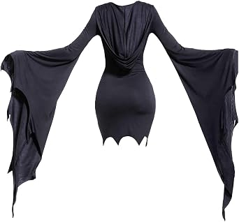 Mingyuezai Women Scream Costume Witch Bat Sleeve Dress