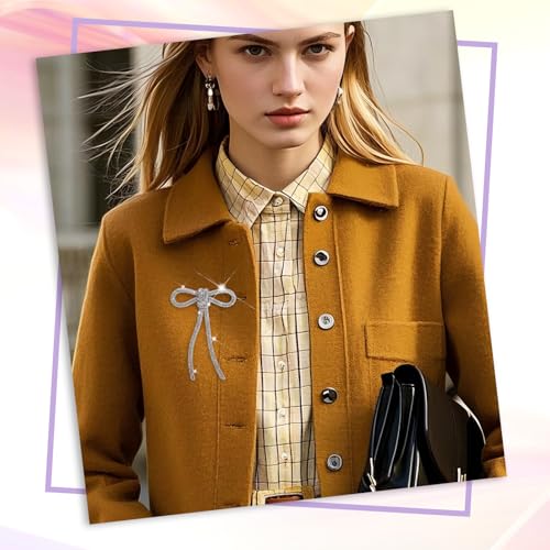 Image of Rhinestone Bow Brooch Pin for Women, Vinage Sparkly Bow Brooch Long Tassel Lapel Pins Vinage Sparkly Crystal Bowknot Corsage for Clothes Accessories Wedding Party Jewelry