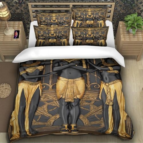 Housse de couette Égypte antique en microfibre douce parure lit double