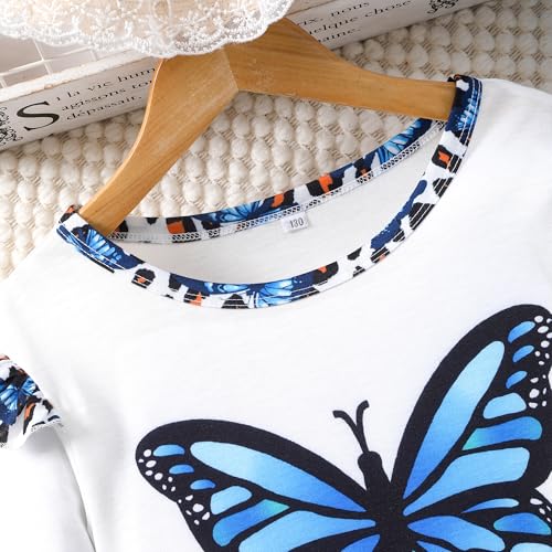 Image of Girl 2pcs set with ruffle sleeves top flared pants spring summer short sleeves 4-12Y
