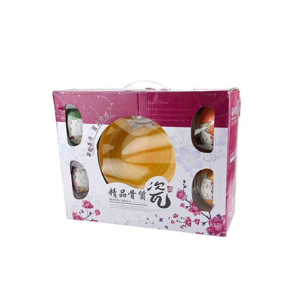 lachineuse - Coffret Repas Japonais - Design Maneki Neko - Pour 4 Personnes - Bols, Assiettes et Cuillères - Décoration Japonaise - Idée Cadeau Japon Asie