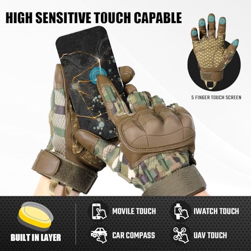 AXBXCX Tactical Gloves for Men Touch Screen Motorcycle Airsoft Paintball Motorbike Outdoor Full Finger Gloves Camouflage M