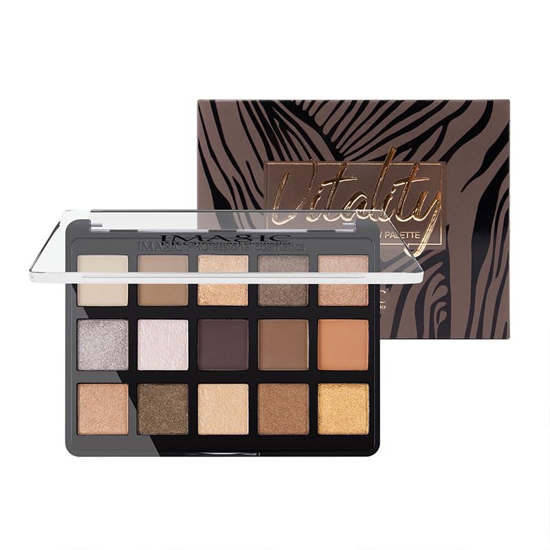 IMAGIC 15 Color Uitality Eyeshadow Palette, Eyeshadow Matte Shimmer Finish Make up Palette Highly Pigmented - Multicolor 15x1.2g-image-43