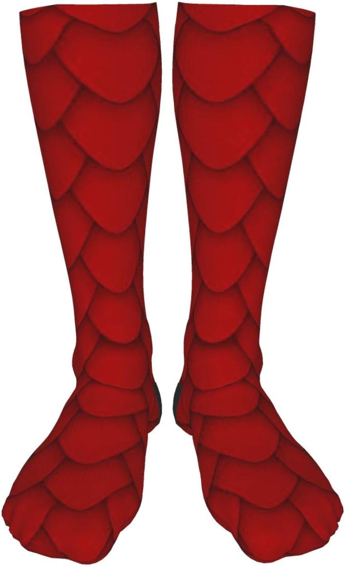 Crazy Clearance Red Dragon Scales (1) Men's and Women's Cotton Comfort Socks/Bags Outdoor Sports Competitive Hiking Hiking Socks