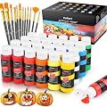 Caliart 24 Colors Acrylic Paint Set with 12 Brushes, Easter Basket Stuffers for Teens, Art Craft Paints Gifts Trendy Stuff for Artists Kids Teen, Canvas Ceramic Rock Eggs Painting Kit Art Supplies