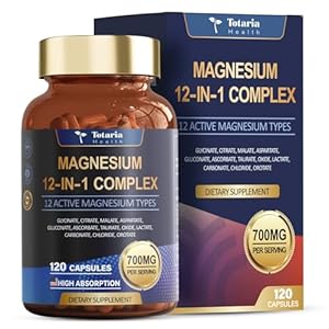 Magnesium Complex 700mg 12 in 1 Magnesium Supplement with Glycinate Citrate Malate Oxide Taurate Aspartate Orotate Magnesium Relaxation,Muscle,Heart Support, Vegan 120 Capsules