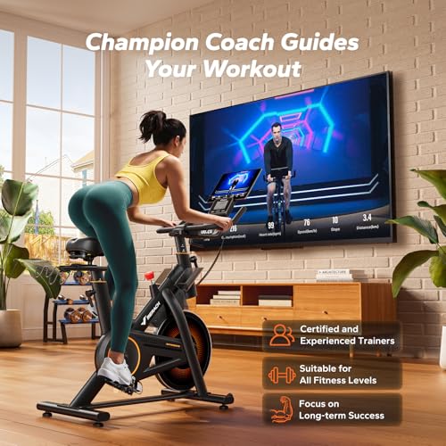 image for MERACH Magnetic Exercise Bike, Indoor Cycling Bike with Self-Developed