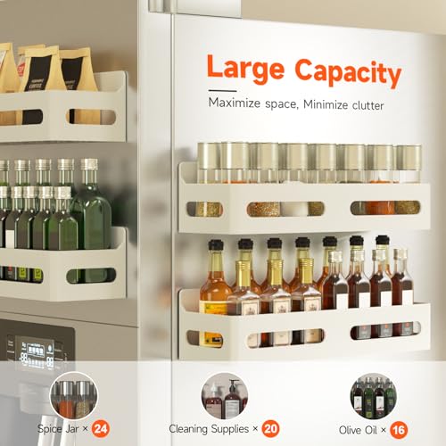 Image of Sevenblue 2-Pack Magnetic Spice Rack for Refrigerator with Hooks, White