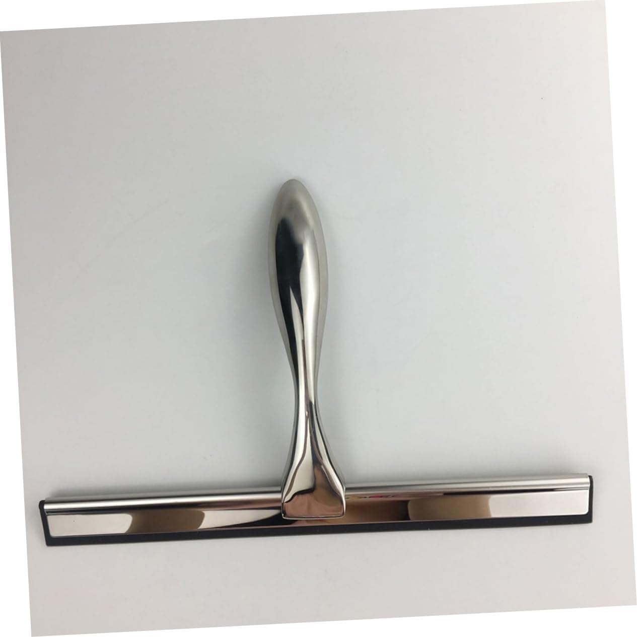 1pc Stainless Steel Shower Squeegee Suction Cup Glass Wiper for Windows Mirrors and Tiles Durable Non-Porous Scraper for Bathroom and Car Cleaning