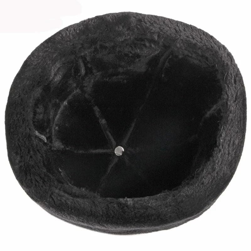 Gruba, ciepła, zimowa czapka męska, czarna, futrzana, rosyjska, męska, wiatroszczelna, narciarska, z polarową podszewką, czarno-średnia,Black-Medium