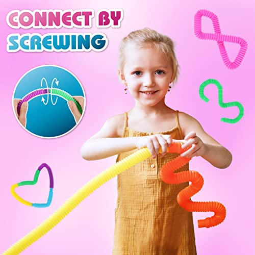 Jumbo & Mini Pop Tubes Fidget Toy, Funkidz 21Pack Expandable Stretchy Pipe Sensory Tubes, Stocking Stuffers For Toddlers Kids Learning Toys Play Fun For All Ages #TOP3