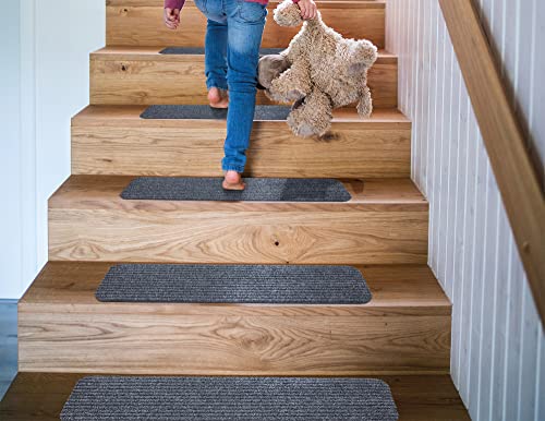 Ottomanson Comfort Collection Carpet Stair Treads, 7 Pack, Gray, 7 Count #TOP5