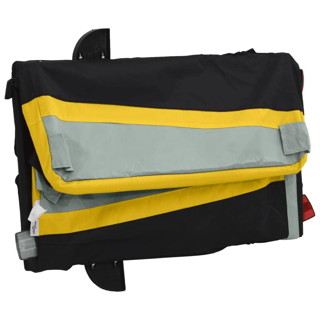 Rimorchio da Bici Nero e Giallo 45 kg in Ferro,Rimorchio Carrello per Bici,Carrellino Rimorchio,Carrello per Bici-94050