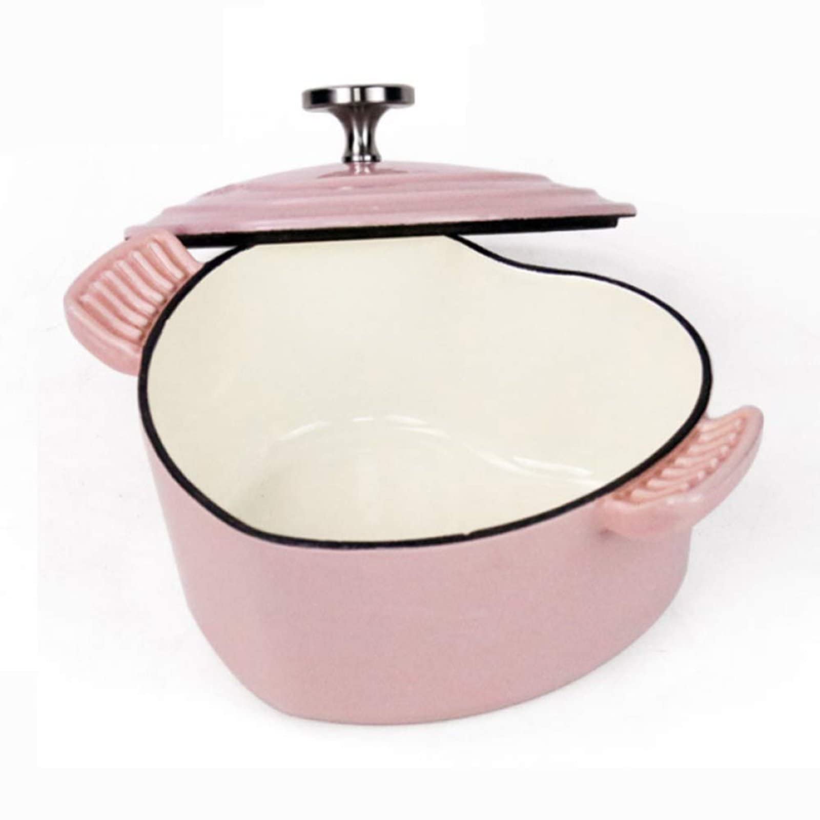 Cocotte En Fonte émaillée En Forme De Cœur 1,9 L - Poêle Multifonction Pour Toutes Plaques (induction Inclus) - Parfaite Pour Mijoter, Braiser, Etc.