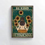 Dimensions : 20 x 30 cm Poster vintage humoristique en métal avec inscription « Yoga Be Kind to Your Mind Lover », 30,5 x 20,3 cm