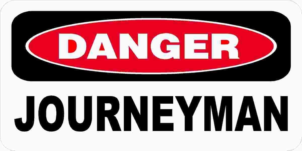 3 - Danger Journeyman 1" x 2" Hard Hat Stickers H388