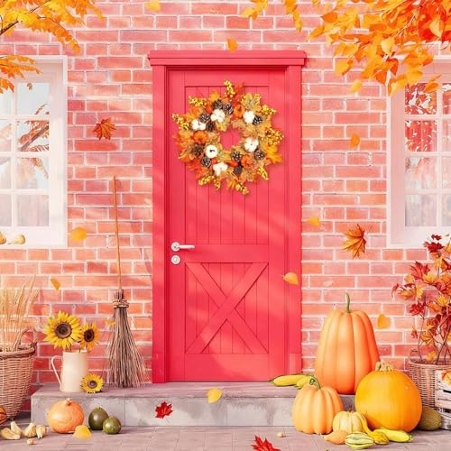 Couronne de porte d'automne durable accessoire déco facile extérieur